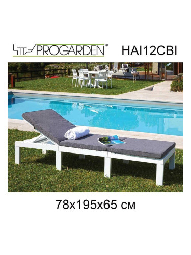 Шезлонг модулен, 78x195x65 см, PVC, IPAE-PROGARDEN HAI12CBI, с възглавница