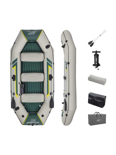 Лодка надуваема, Bestway 65157 Hydro-Force Ranger Elite X4, 320x148x47 см, с ръчна помпа, гребла, чанта за лични вещи и седалки