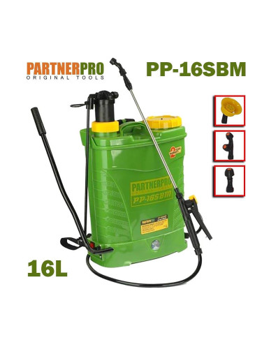 Пръскачка акумулаторна и ръчна 2в1, PARTNERPro PP-16SBM, 16л, 12V/8Ah, 5.5 bar
