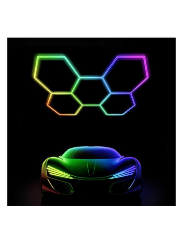 Работно RGB LED осветление, тип пчелна пита, 15950 Lm, 43W, 5 хексагона