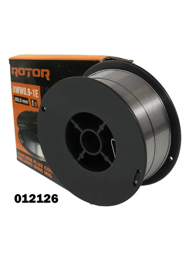 Заваръчна тел, тръбно-флюсова (без газ), 0.9 мм, 1 кг, тип E71T-GS, ROTOR RWW0.9-1E