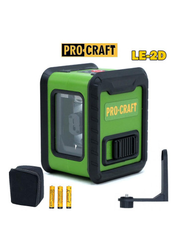 Нивелир лазерен, линеен, PROCRAFT LE-2D, 3x1.5V, 10 м, зелен лъч, 2 линии