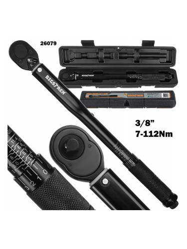 Ключ динамометричен 3/8", 7-112Nm, BIGSTREN
