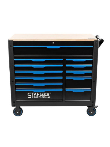 Количка за инструменти Stahlmayer JUMBO XXL, 12 чекмеджета, празна, 1120x480x995 мм