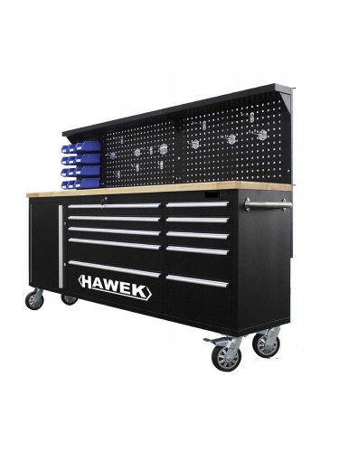 Професионална работна маса, 11 отделения, дървен плот и панел HAWEK HW-01Y0109