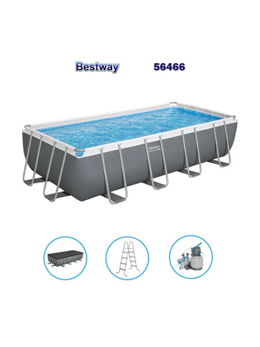 Басейн с метална конструкция, сглобяем, 549x274x122 см, Bestway 56466 Steel Pro Max, с филтърна помпа, стълба и покривало