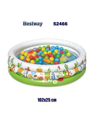 Басейн детски надуваем 102x25 см Bestway 52466 Sprouts & Spring Ball Pit, с 50 цветни топки
