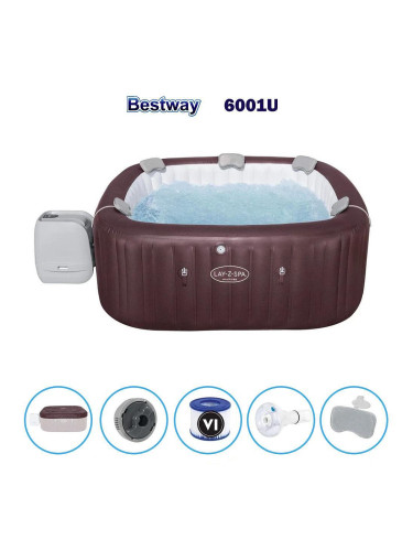 Джакузи надуваемо 201x80 см Bestway 6001U Maldives Smart Luxe HydroJet Pro 7, с филтрираща система, покривало