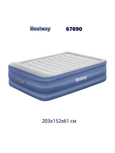 Матрак надуваем 203x152x61 см, Bestway 67690 Tritech Air Mattress Queen, с вградена помпа