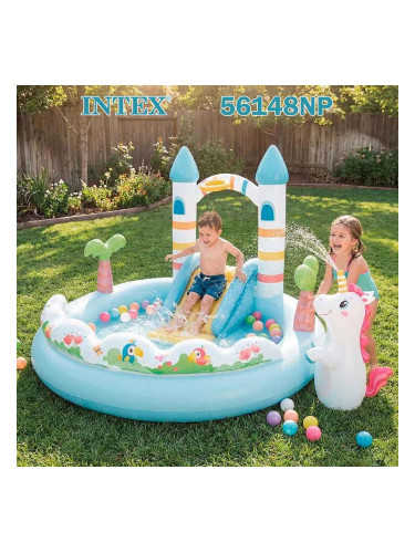 Надуваем детски игрален център, 196x178x127 см, INTEX 56148NP Unicorn Castle Play Center