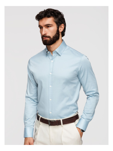 Мъжка риза slim fit с копринен вид