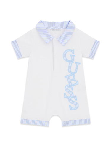 Бебешки гащеризон в бял цвят със светлосиньо райе Guess