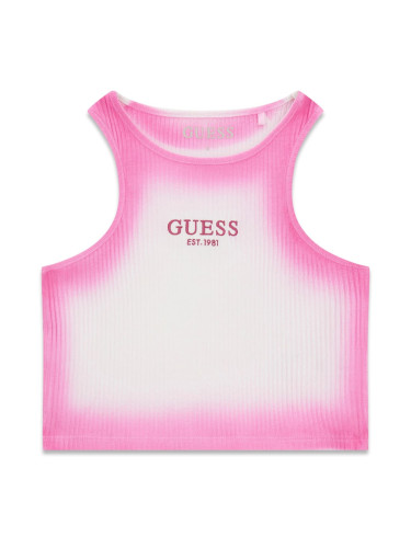 Детски изрязан потник с избелен ефект в розов цвят Guess