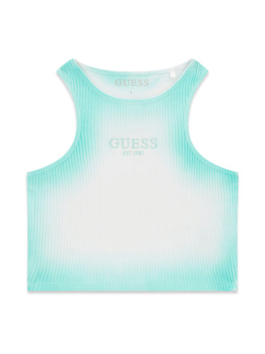 Детски изрязан потник с избелен ефект в ментов цвят Guess