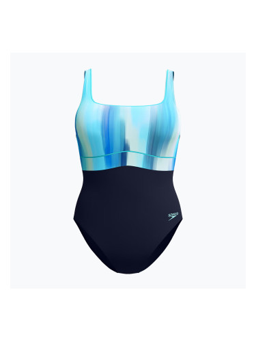 Дамски цял костюм за плуване Speedo Shaping Contour Eclipse Printed true navy/berry