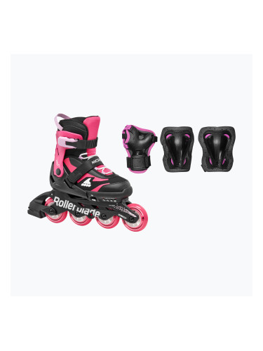 Детски ролери с протектори Rollerblade Microblade Combo Jr black/pink