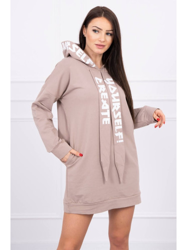 Oversize cappuccino hooded dress