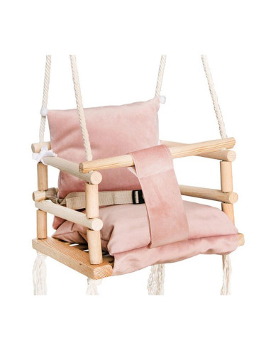 Люлка дървена детска Kruzzel Pink непопиваща, над 12 месеца, до 25 кг.
