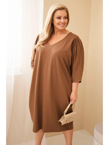 Рокля Kesi Plus Size с джобове, камила