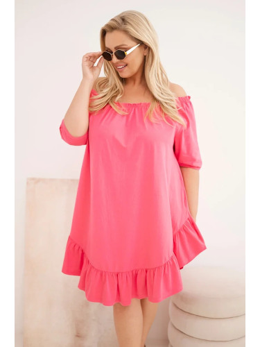 Рокля Kesi Plus Size с волани в розово