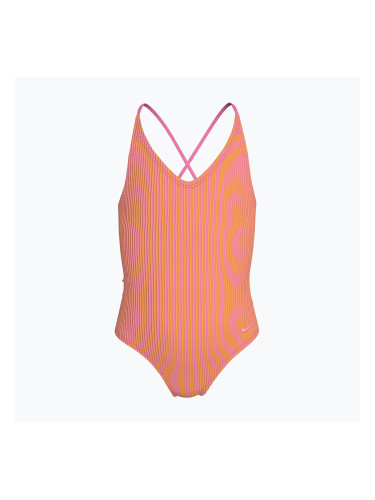 Детски цял бански костюм Nike Ocean Bound Ripple Texture Lace Up pink glow