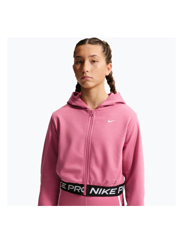 Детски суитшърт Nike Pro Fleece Dri-Fit Full-Zip peony/peony/black/white
