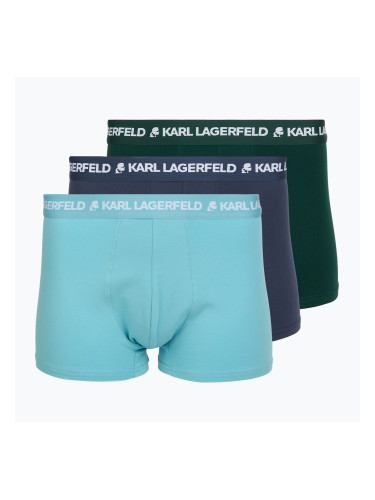 Мъжки боксерки KARL LAGERFELD Logo Trunk Multiband 3 чифта dark sea/indigo/blue