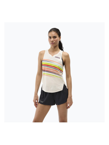 Дамска тениска за бягане HOKA Race Day Singlet alabaster flare
