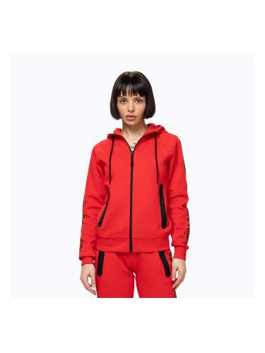Дамски суитшърт Pitbull Explory Tape Hooded Zip fluo/red
