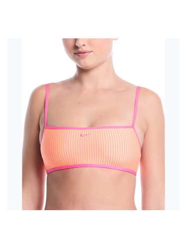 Горнище от бански костюм Nike Ripple Texture Bralette Classic Bikini pink glow