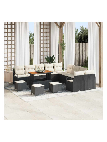 Sonata H Градински Софа Комплект 14 pcs Черен и кремав 110 x 55 x 71 см