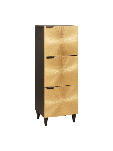 Sonata H Страничен шкаф със съхранение Черен и златен 40 x 33.5 x 110 см