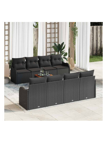 Комплект за градина Sonata H от 9 части с възглавници черен полиратан акация