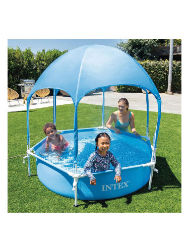 Басейн детски сглобяем 183x38 см, INTEX 28209NP Canopy Metal Frame - със сенник
