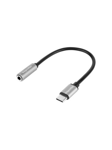 Кабел за телефон USB Type-C към 3.5mm/F, 0.175m, черен, KM1245