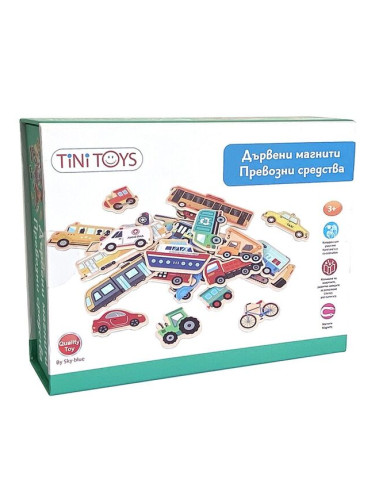 Дървени магнити "Превозни средства" Tini Toys