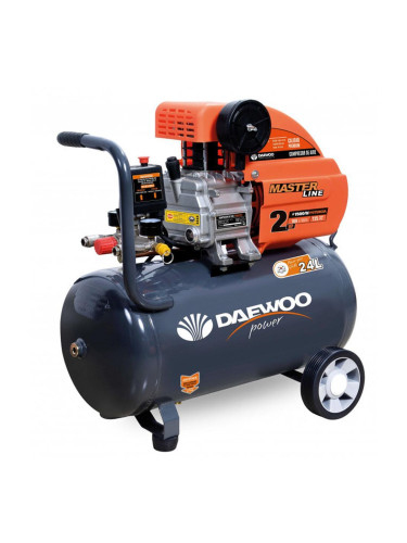 Монофазен бутален компресор DAEWOO DAAC24DN, 1.5 kW, 169 л/мин, 24 л, 8 бара, с директно куплиране