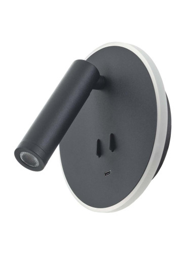 LA ROCHELLE LED АПЛИК С USB C ЧЕРЕН 11W 3000k+4000к