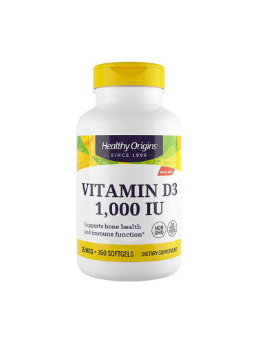 Витамин D3 1000 IU/ 25 µg x 360 софтгел капсули | Healthy Origins