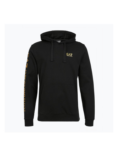 Мъжки суитшърт Emporio Armani EA7 Train Logo Series Extended Logo Hoodie black / gold