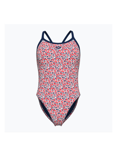 Дамски цял бански костюм arena Pebbles Xcriss Cross multi white/navy