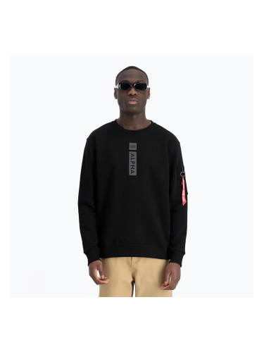 Мъжки пуловер с отразяващ печат Alpha Industries black