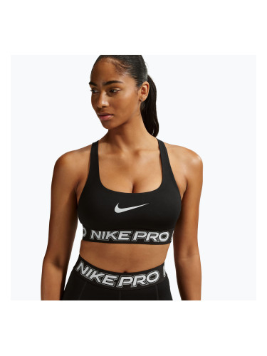 Спортен сутиен Nike Pro Light Support Non Padded black/white/metallic silver