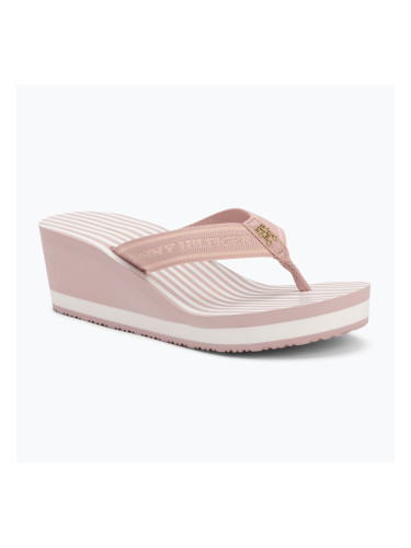 Дамски джапанки Tommy Hilfiger Stripes Wedge Beach Sandal foggy pink