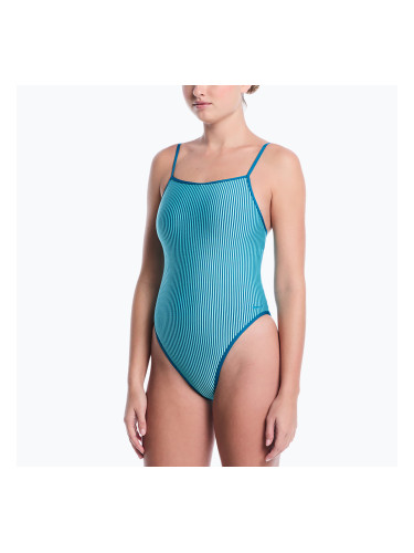 Дамски цял бански костюм Nike Ocean Bound Ripple Texture Square Neck bleached turquoise