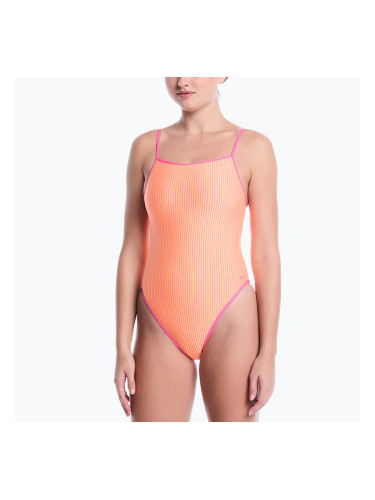 Дамски цял бански костюм Nike Ocean Bound Ripple Texture Square Neck pink glow