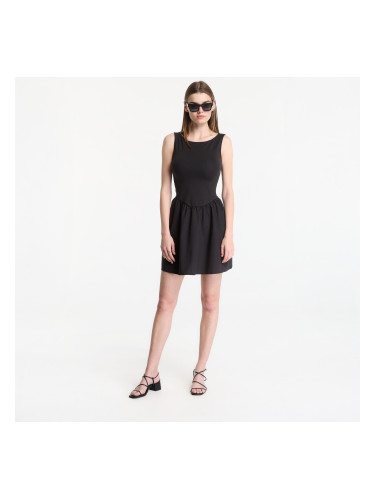 Облекло GAP Sl High Neck Mixed Media Mini Dress Black L