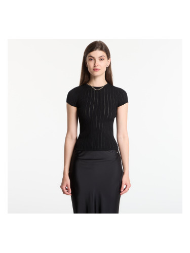 Тениска GUESS Ss Cn Rib Pointelle Mix Kara S Jet Black M