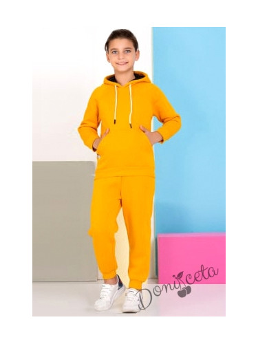 Детски комплект за момче от дълга блуза и панталон в цвят горчица 7595