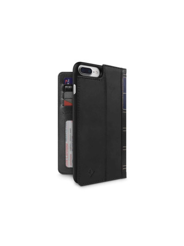 TwelveSouth BookBook - луксозен кожен калъф (с кейс) тип портфейл за iPhone 8 Plus, iPhone 7 Plus (черен)